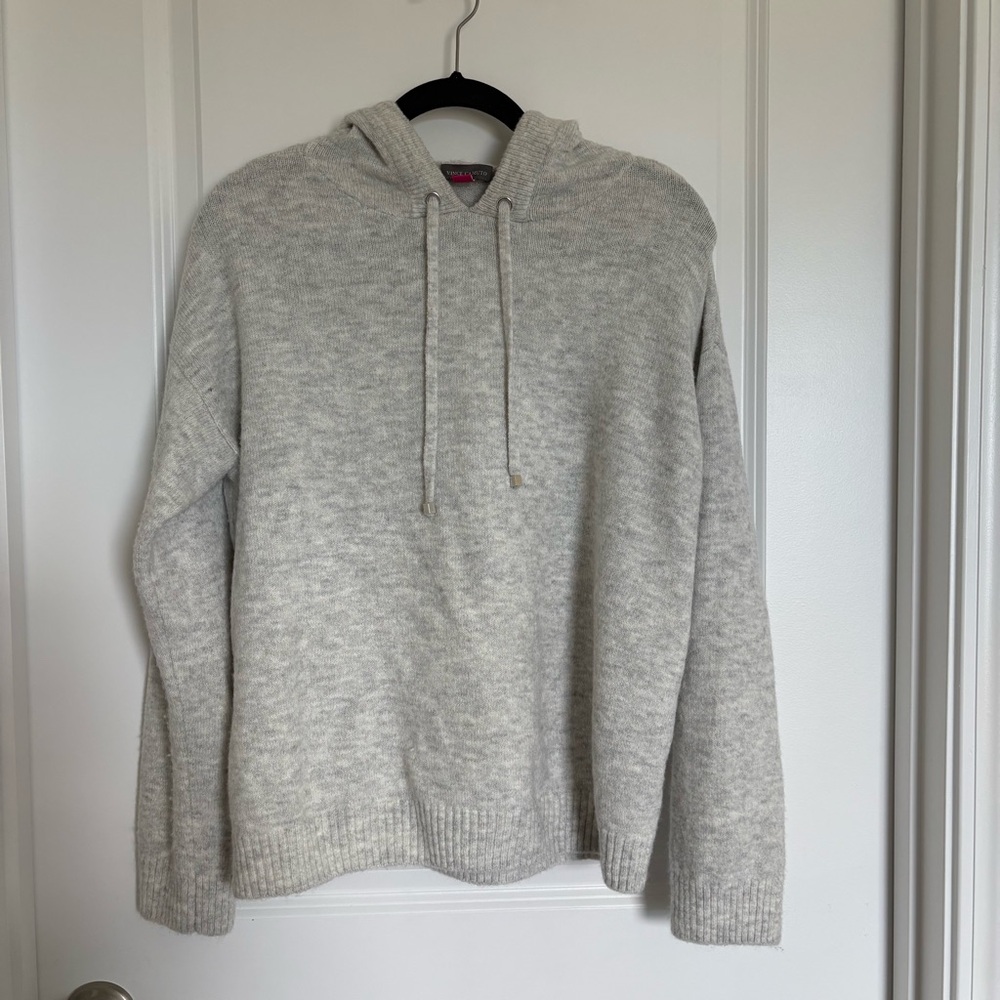 Vince Camuto Gray Heather Knit Sweater with Ribbed Details